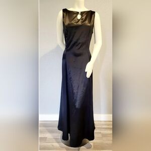 VINTAGE 80s-R-Rivar's BLACK Silky Satin Long Elegant Dress Size 20